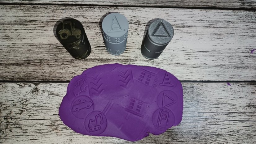 Obtiskávací VÁLEČKY - DOPRAVA (3 vzory) - motiv válečku: silnice