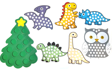 Tácky pompomové - Motiv tácku - T-rex